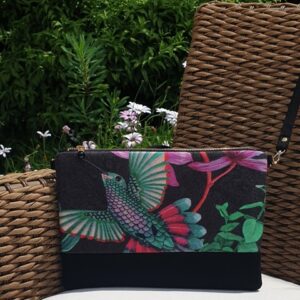 Pochette bandoulière Colibri rose et noir