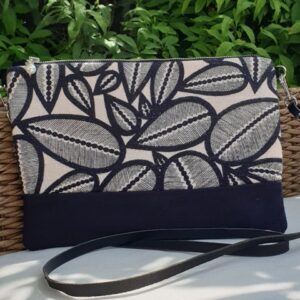 pochette bandoulière feuilles noires