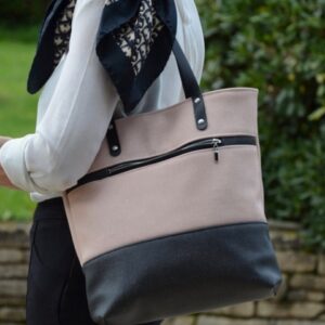 MATHILDA grand sac à main rose et gris